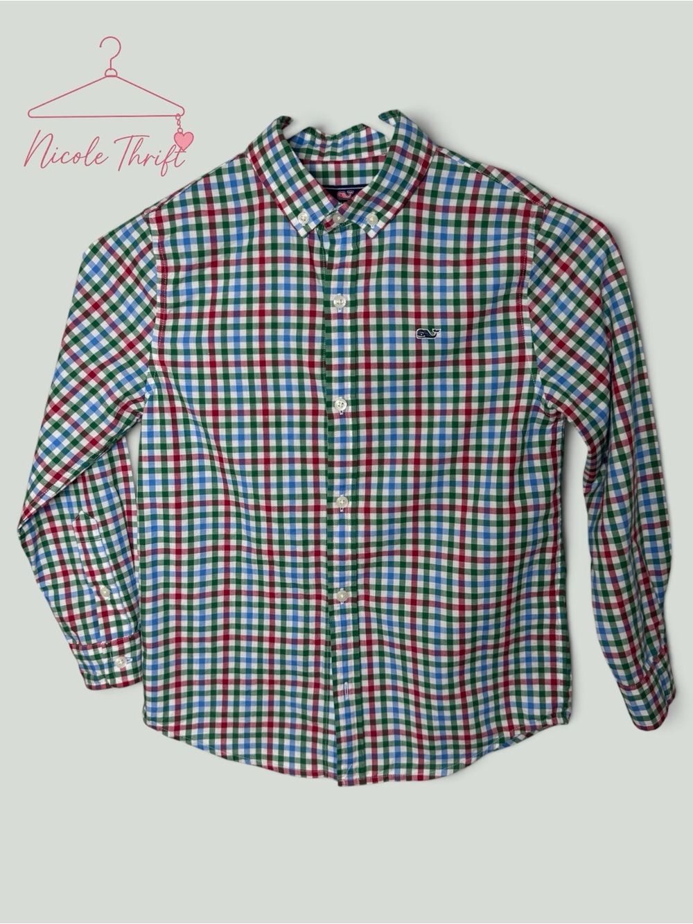 Vineyard Vines Boys Size 7 Whale Shirt Multicolor Check Button Down